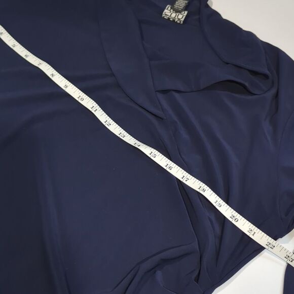 Clara Sun Woo Top Womens 1X Blue Long Sleeve Blouse - Picture 8 of 9